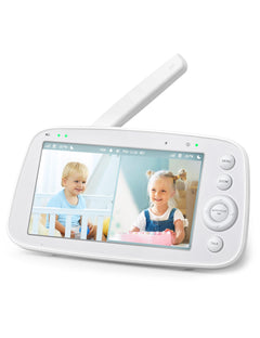 Baby Monitor – 5" Screen, PTZ, Zoom, No WiFi, Night Vision, 2-Way Audio, Long Range, Battery, Lullabies