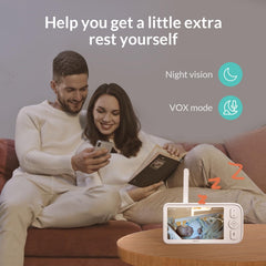 WiFi Baby Monitor with 5-Inch Screen, Cry Detection, Sleep Tracking & Environmental Sensors