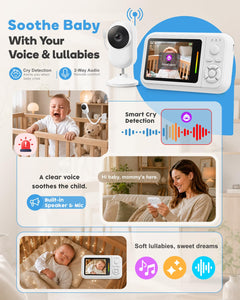 Baby Monitor – 2.8" Screen, No WiFi, VOX, Night Vision, Temp Sensor, Lullabies, 2-Way Talk, Travel Portable