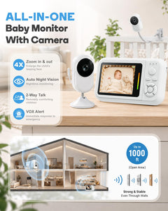 Baby Monitor – 2.8" Screen, No WiFi, VOX, Night Vision, Temp Sensor, Lullabies, 2-Way Talk, Travel Portable