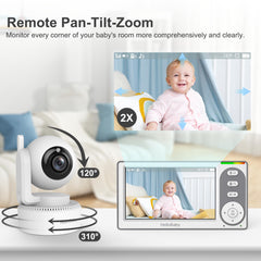 Baby Monitor – 4.3", No WiFi, PTZ, 30H Battery, Night Vision, VOX, Lullabies