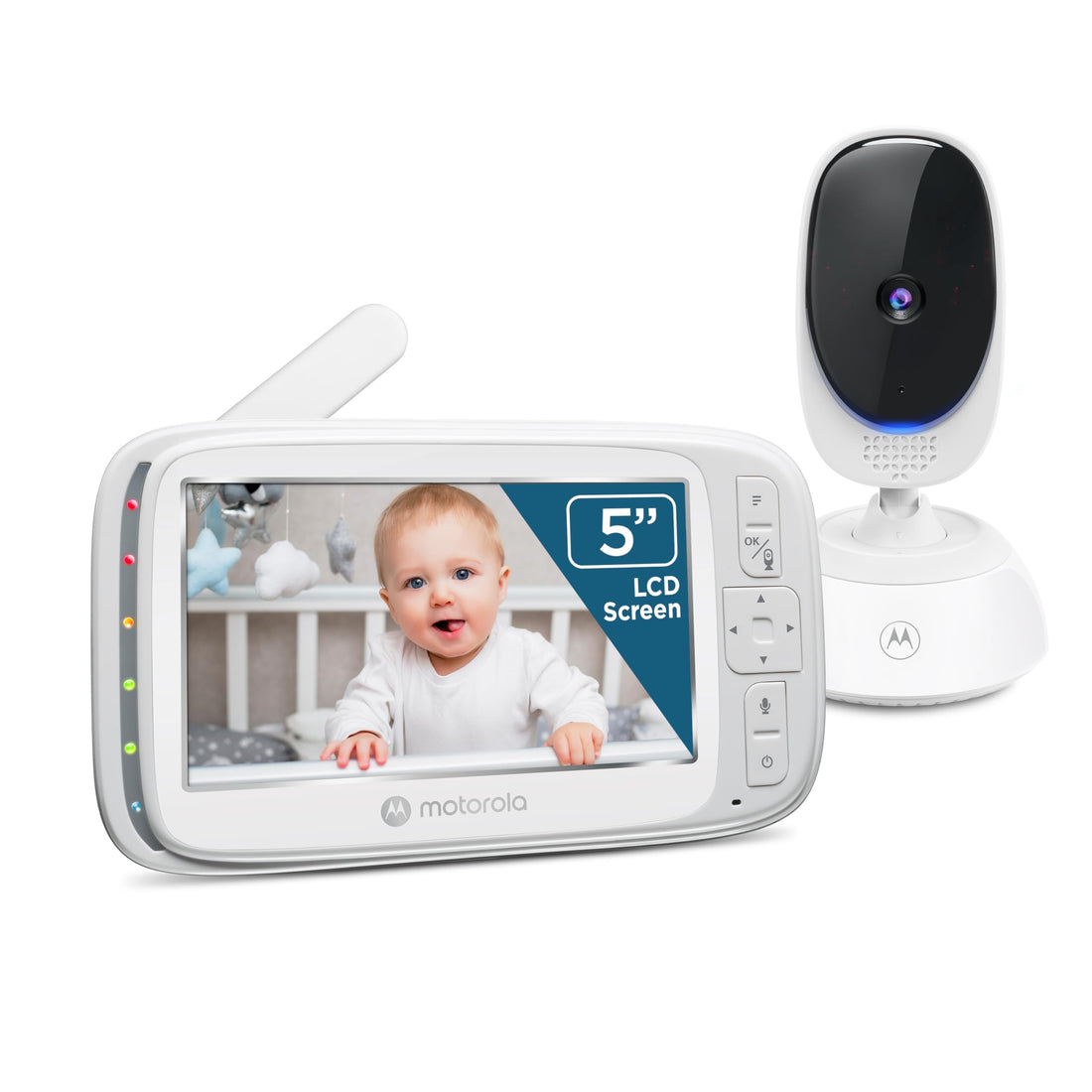 Baby Monitor – 5" Screen, PTZ, No WiFi, Night Vision, Temperature Sensor, Lullabies, 1000ft Range