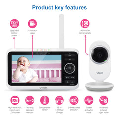 VTech VM350 No WiFi Video Baby Monitor - 5" High-Resolution Screen