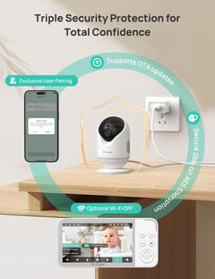 WiFi Smart Baby Monitor with 2K Camera, Split-Screen Display, Cry/Motion Alerts & 5” App-Controlled System