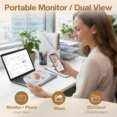 Baby Monitor – 5" Screen, PTZ, WiFi, Night Vision, Cry Detection, Temp Sensor, App Recording
