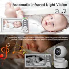 Baby Monitor – 4.3", No WiFi, PTZ, 30H Battery, Night Vision, VOX, Lullabies