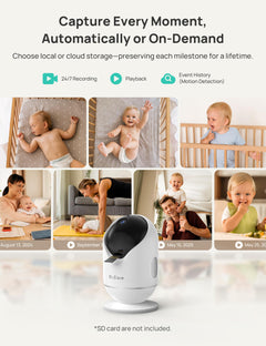 WiFi Smart Baby Monitor with 2K Camera, Split-Screen Display, Cry/Motion Alerts & 5” App-Controlled System