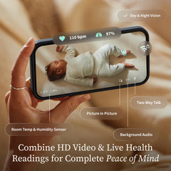 2K HD Smart Baby Monitor Bundle with Dream Sock Oxygen & Heart Rate Tracking, Sleep Insights App Control