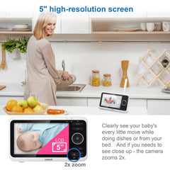 VTech VM350 No WiFi Video Baby Monitor - 5" High-Resolution Screen