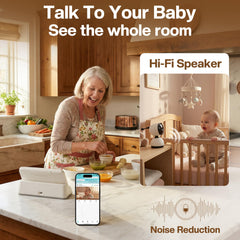 Baby Monitor – 5" Screen, PTZ, WiFi, Night Vision, Cry Detection, Temp Sensor, App Recording