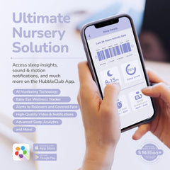 AI Smart HD Baby Monitor with Wellness Tracking, Night Vision, Nightlight & App-Controlled Camera System