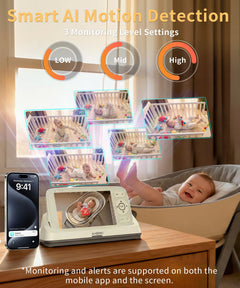 Baby Monitor – 5" Screen, 1080P, WiFi/No WiFi, Cry Detection, Night Vision, 2-Way Talk, 1000ft Range