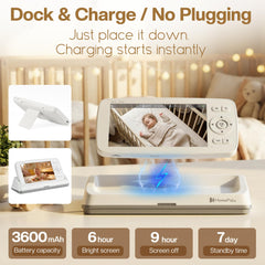 Baby Monitor – 5" Screen, PTZ, WiFi, Night Vision, Cry Detection, Temp Sensor, App Recording